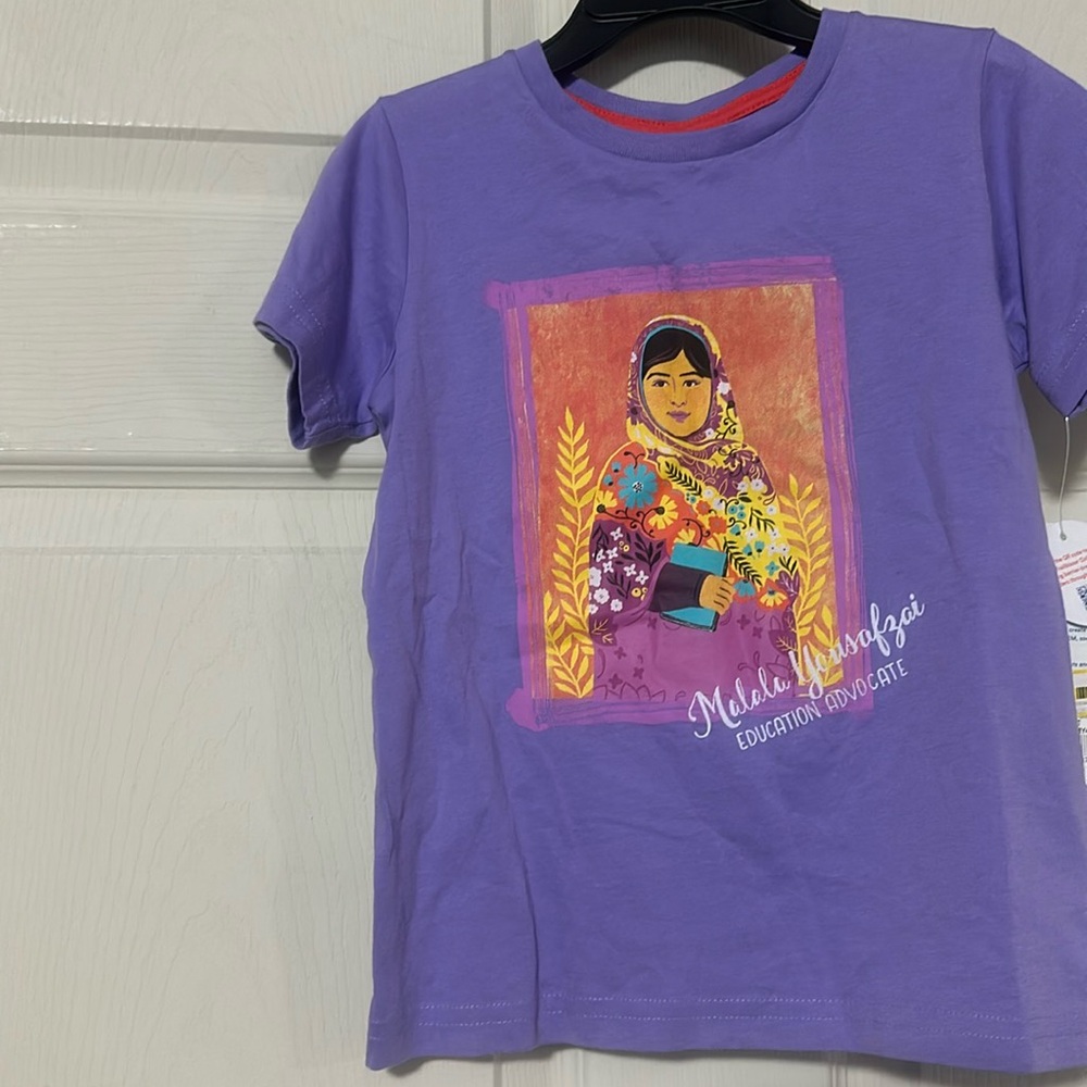 PICCOLINA MALALA YOUSAFZAI TEE: PURPLE : NEW WITH TAGS: SIZE 4T